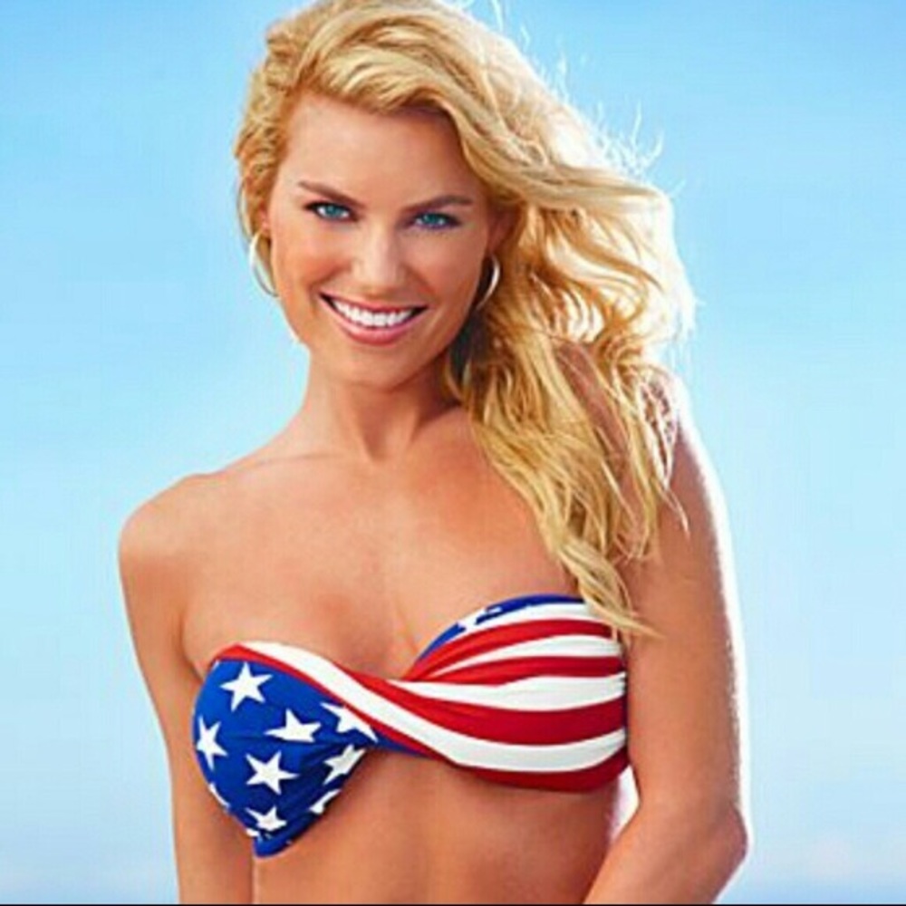 Venus American flag twist bandeau bikini top